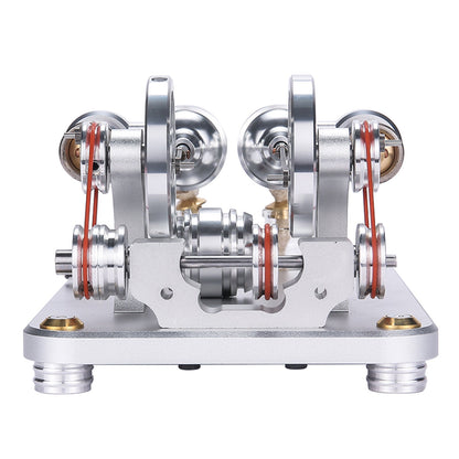 Dual Cylinder Stirling Engine Model Generator with Voltage Meter and LED Light - DIY STEM Educational Kit Stirling Engine Diyengmod