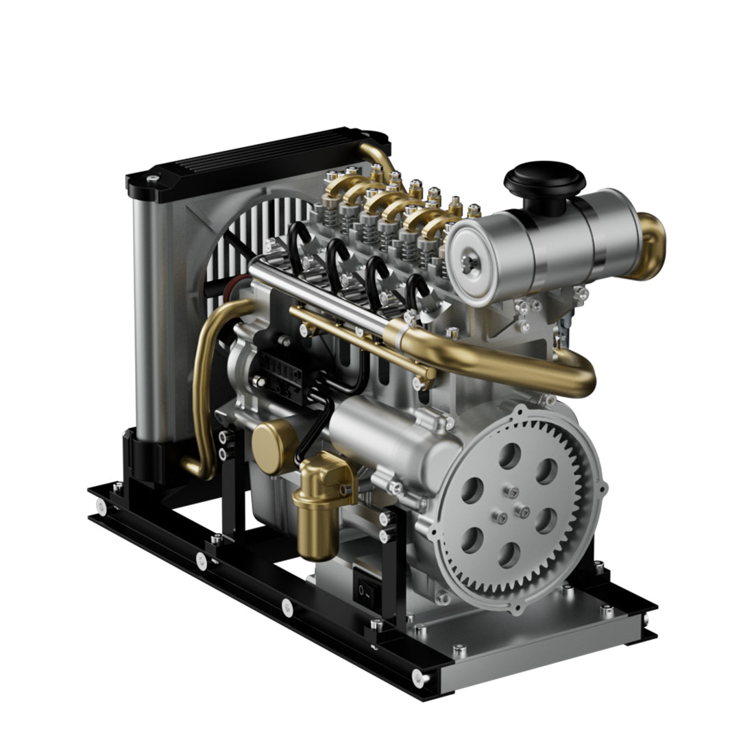 1:10 Scale L4 Diesel Engine Model Kit - Fully Functional Mini Diesel Engine with Cooling System - 300+ Metal Parts by TECHING Engine Models Diyengmod Contains Cooling System