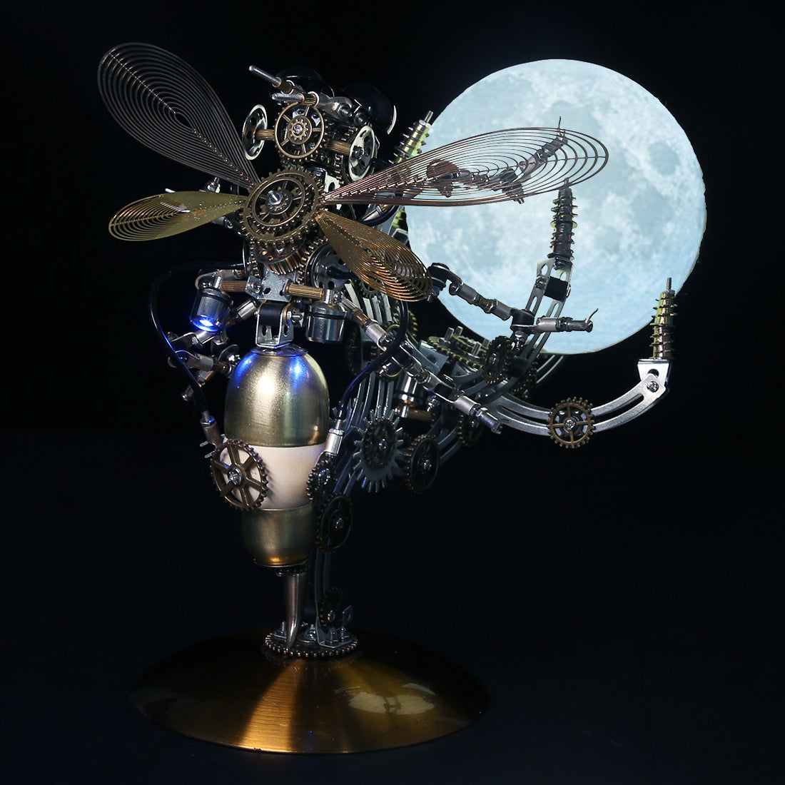 DIY 3D Steampunk Mechanical Wasp Puzzle Lamp with 16-Color Remote Control - 627PCS Home Decor Gift 3D Puzzle Model Kit Diyengmod