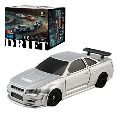 1/43 Scale 2.4G 4WD Electric Mini Drift Racing Car - DIYEngMod Ultimate Edition RC Car Diyengmod RTR Version Silver