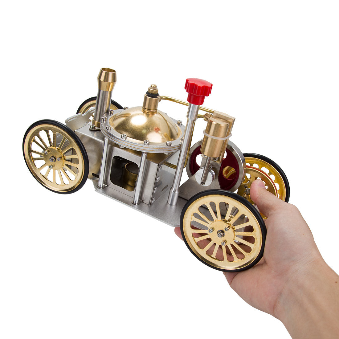 ENJOMOR Vintage Steam-Powered Automobile Model - Retro Educational STEM Toy for Christmas Gift Collection Engine Model Diyengmod