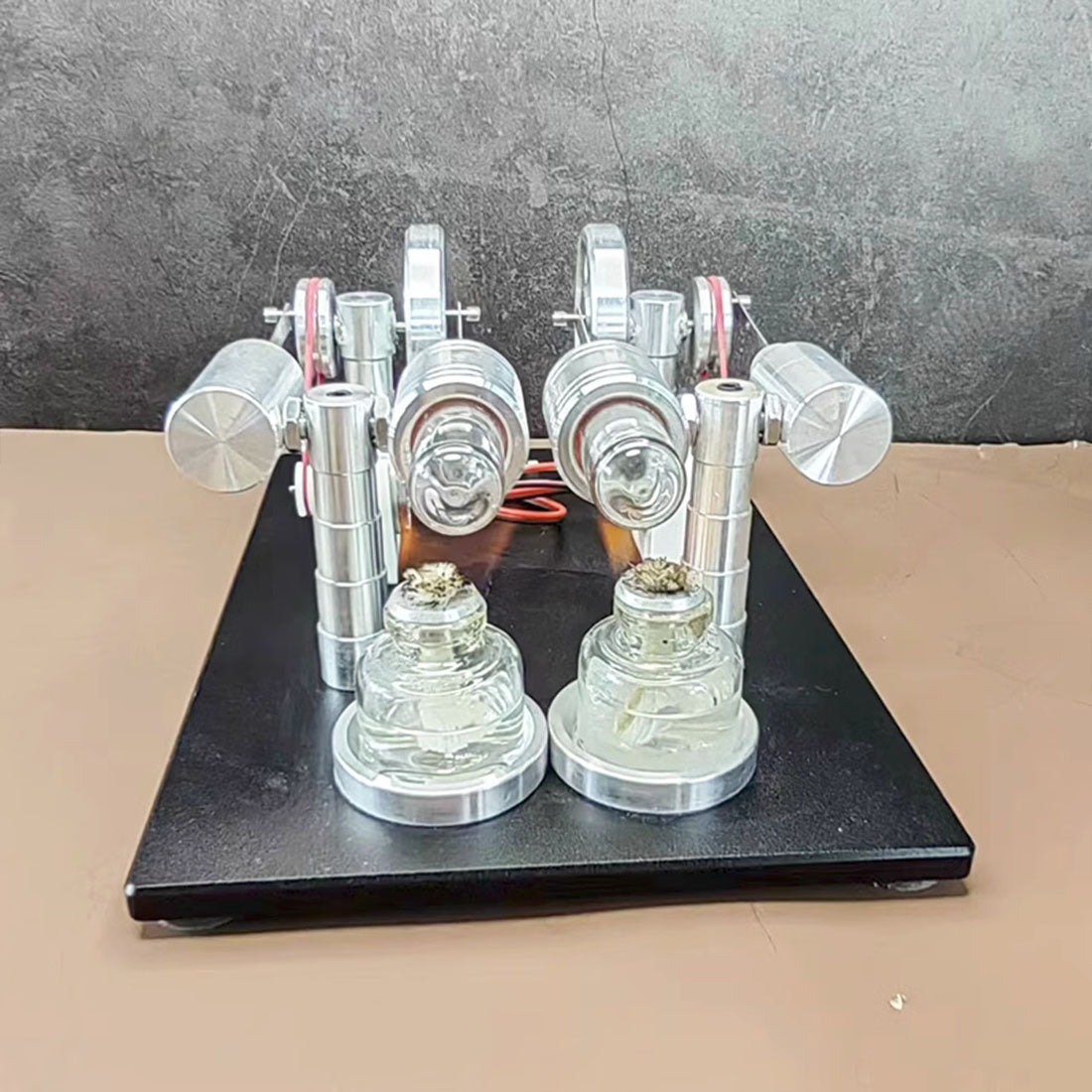 Inline Four-Cylinder Hot Air Stirling Engine Model - External Combustion Power Generator Steam Engine Diyengmod