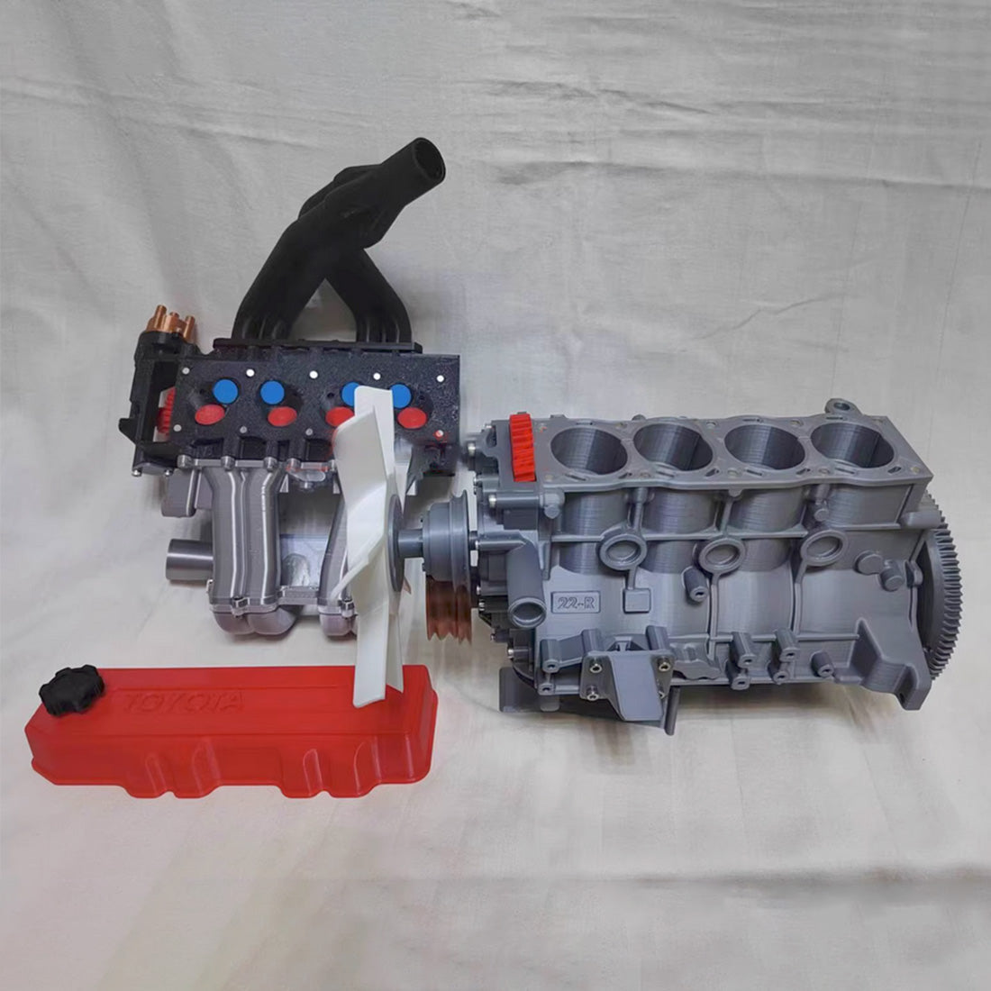 1/6 Scale Functional R22 Inline 4-Cylinder Engine Model - Assembled 3D Printed Toy for Educational Exploration - DIYEngMod Engine Models Diyengmod