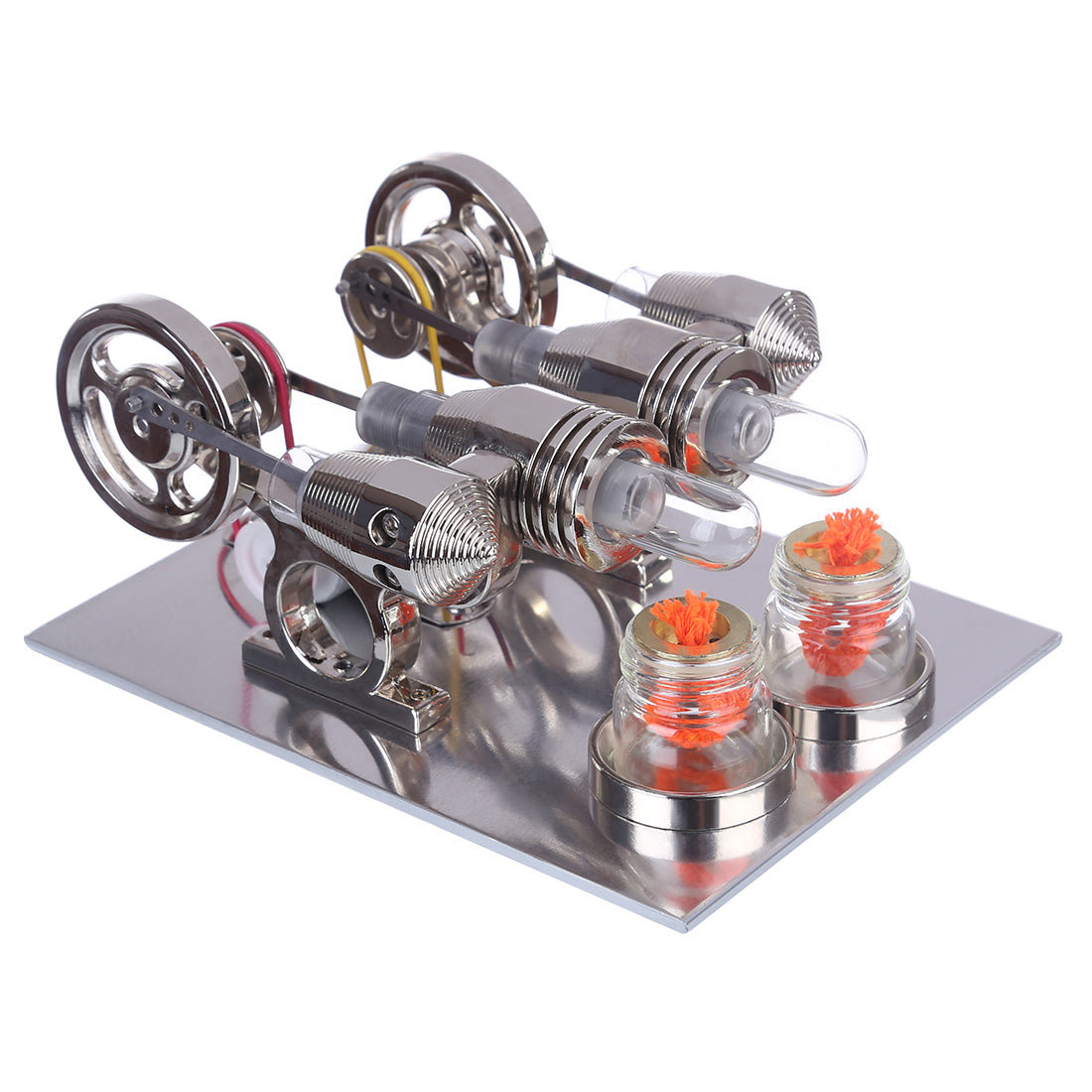 2-Cylinder Stirling Engine Science Kit with Electric Generator - DIY Educational Toy Multi-Cylinder Stirling Engine Diyengmod