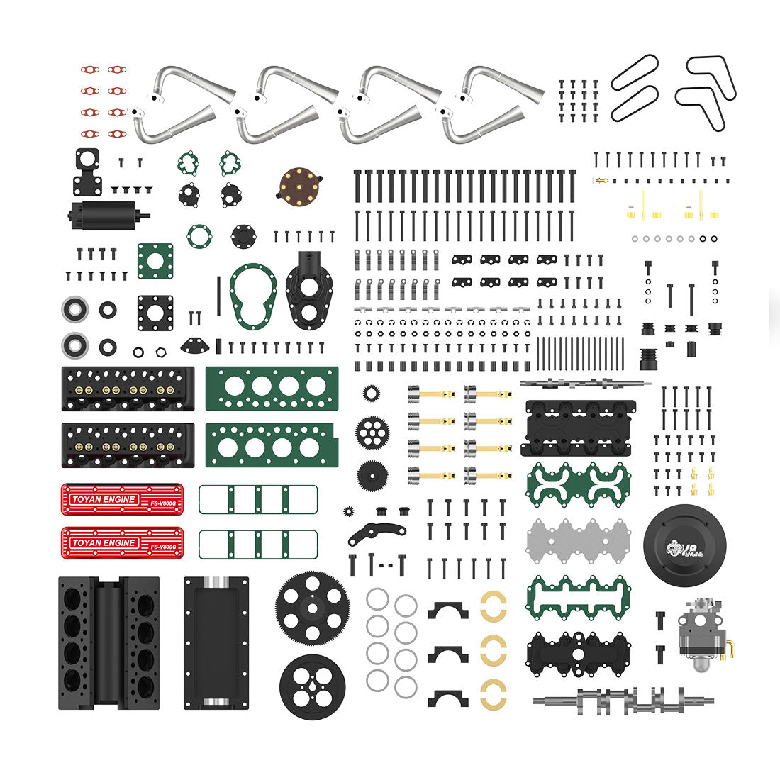 TOYAN FS-V800WGPC 28cc V8 Engine Model Kit - Build Your Own Functional Gasoline Engine DIY Engine Diyengmod