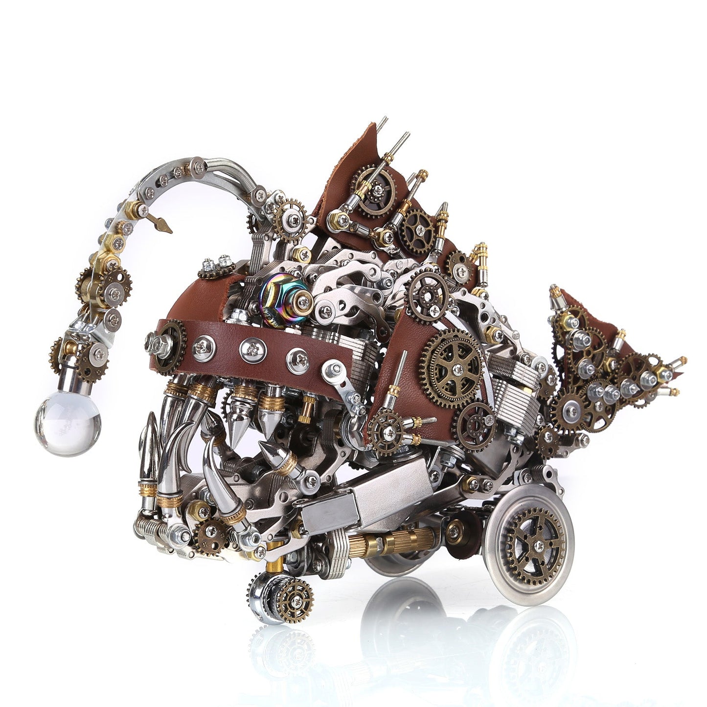 Steampunk 3D Metal Anglerfish Puzzle Model with Luminous Bulb - 1064 PCS DIY Assembly Gift 3D Puzzle Model Kit Diyengmod Version 2021