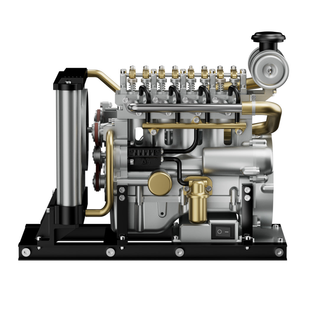 1:10 Scale L4 Diesel Engine Model Kit - Fully Functional Mini Diesel Engine with Cooling System - 300+ Metal Parts by TECHING Engine Models Diyengmod