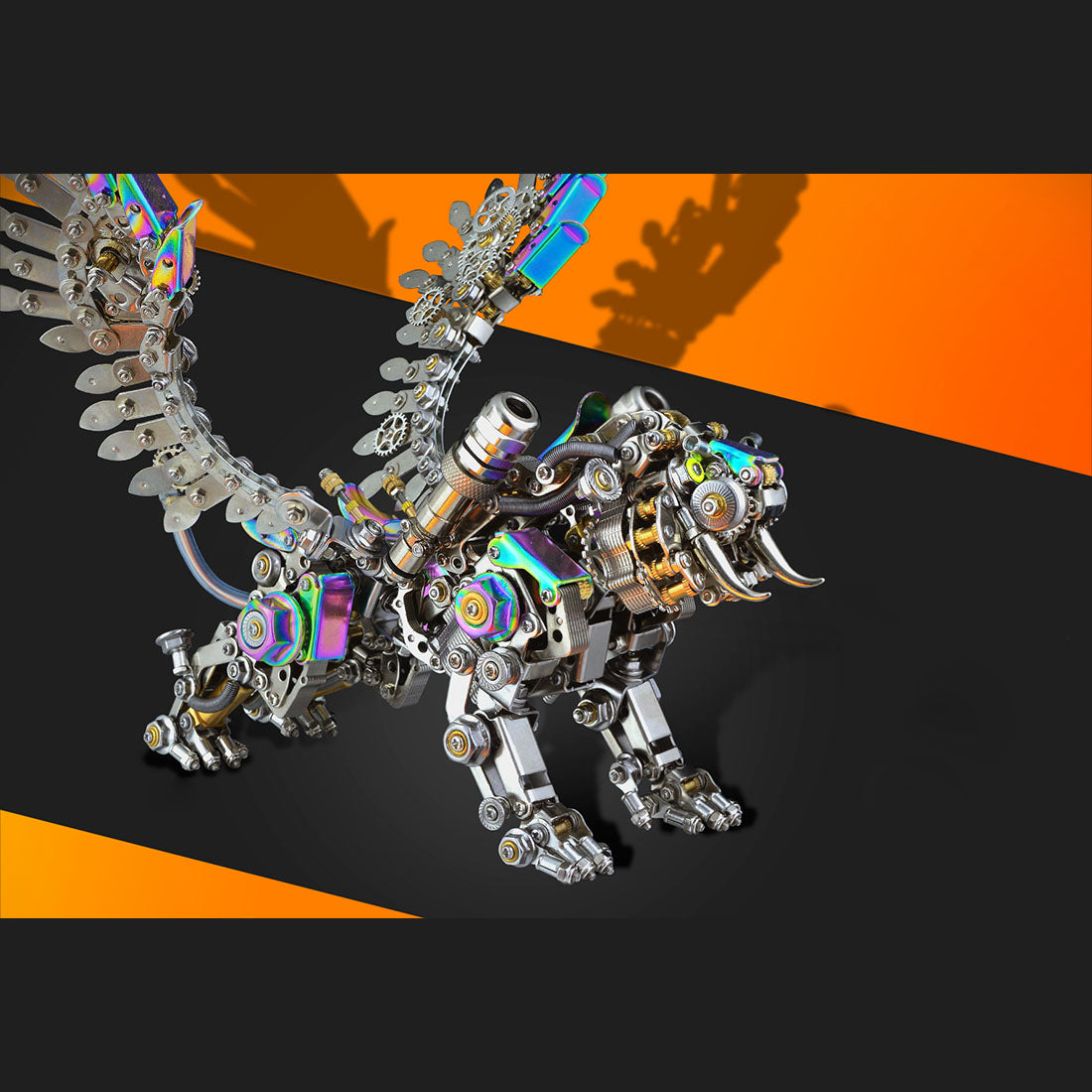 Bengal Tiger & Smilodon 3D Metal Model Puzzle Kit with Colorful Wings - 700+ Pieces 3D Puzzle Model Kit Diyengmod