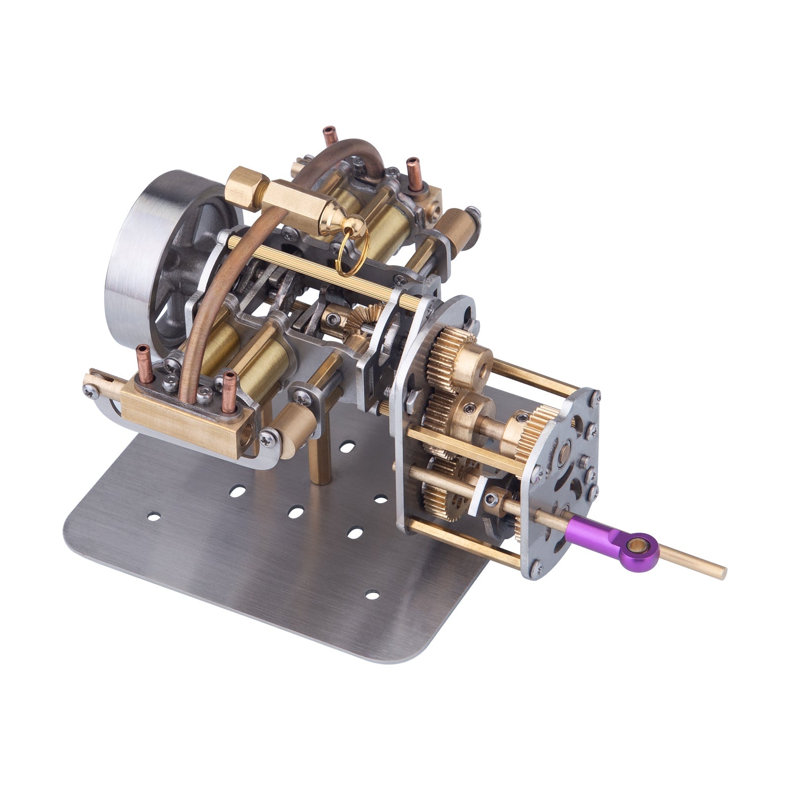 Compact 4-Cylinder Opposed Steam Engine Model with Gearbox for Miniature Model Ships Steam Engine Diyengmod