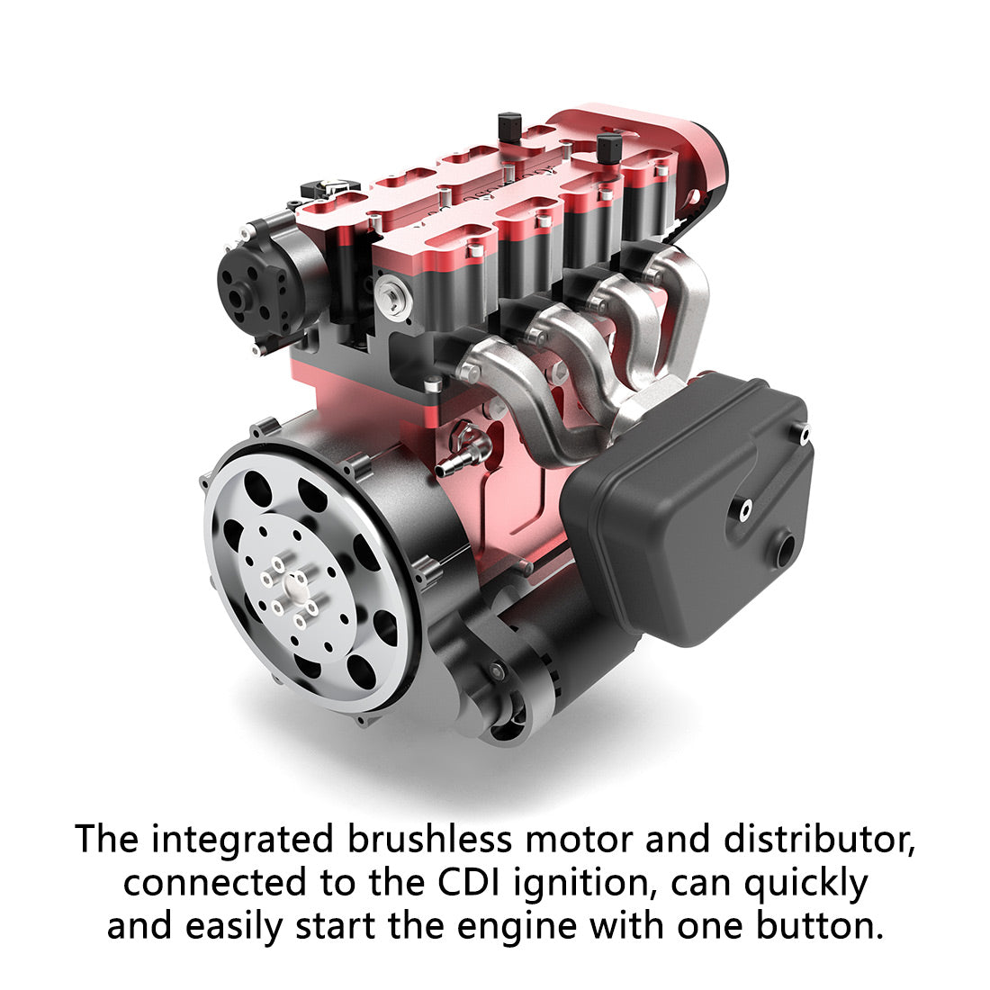 ENJOMOR GS-L4 36cc DOHC Inline 4 Cylinder Gasoline Engine Model - High-Speed Water-Cooled RC Engine Up to 12,000 RPM Engine Models Diyengmod