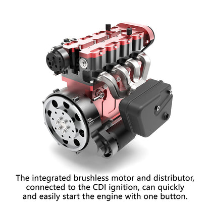 ENJOMOR GS-L4 36cc DOHC Inline 4 Cylinder Gasoline Engine Model - High-Speed Water-Cooled RC Engine Up to 12,000 RPM Engine Models Diyengmod