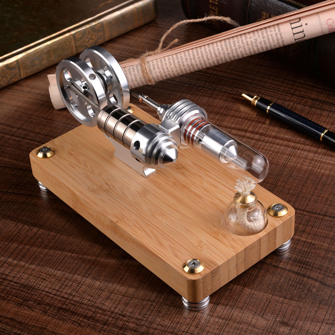 Single Cylinder γ-Shape Stirling Engine Model with Twin Flywheel for Educational Science Experiments Stirling Engine Diyengmod