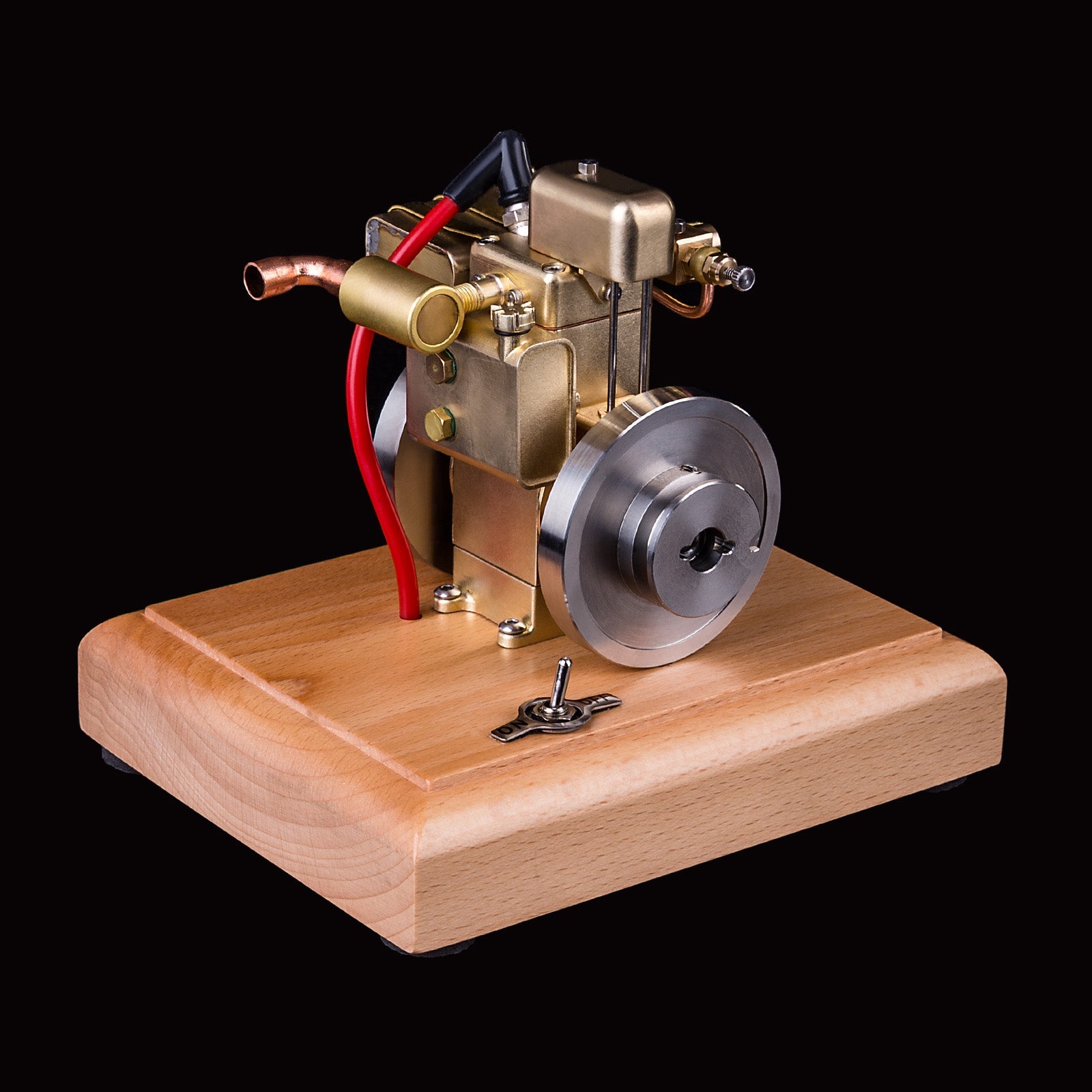 M12B 1.6cc Mini Water-Cooled Single-Cylinder 4-Stroke Gas Engine Model with Wooden Base Engine Models Diyengmod