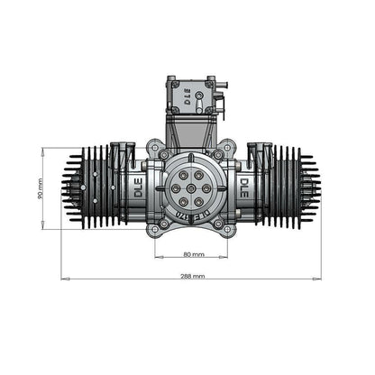 DLE170 170CC Dual Cylinder 2-Stroke Gasoline Engine with Side Exhaust for RC Aircraft Models RC Airplane Diyengmod