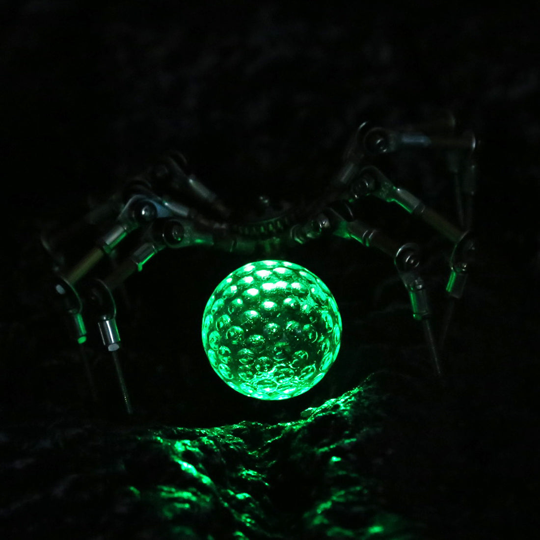 Glowing 3D Metal Spider Model DIY Kit with LED Crystal Ball - Over 270 Pieces 3D Puzzle Model Kit Diyengmod