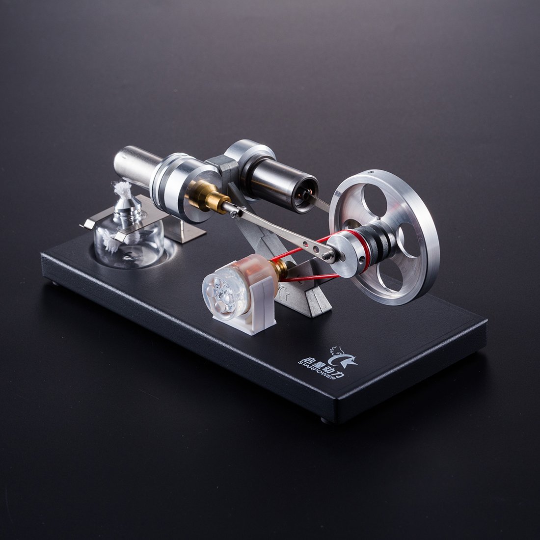 Stirling Engine Educational Toy with 4 LED Lights - Electricity Power Generator Model Stirling Engine with LED Diyengmod