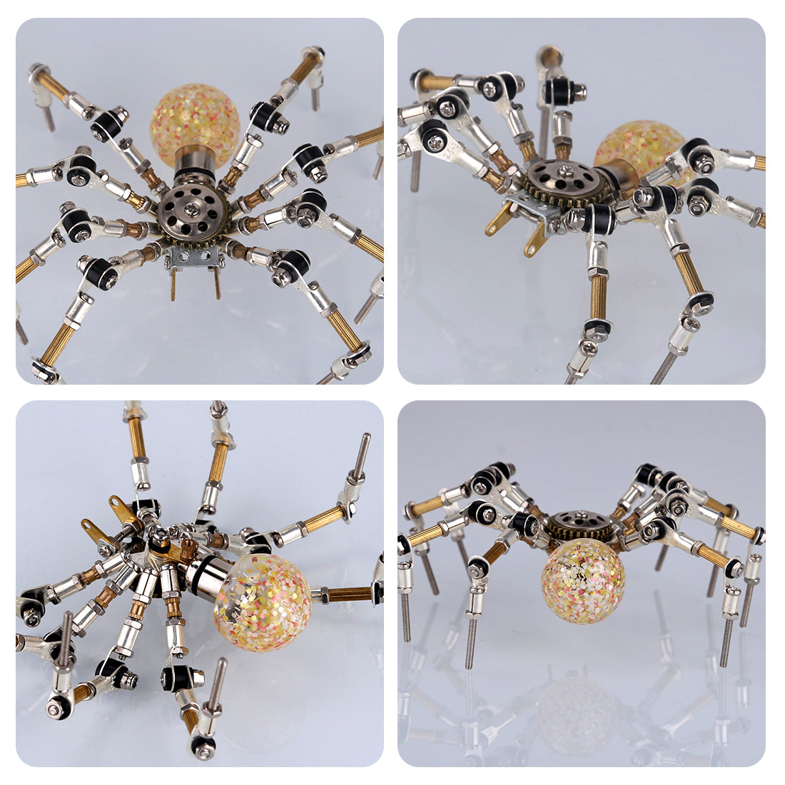 Glowing 3D Metal Spider DIY Kit with Crystal Orb - 270+ Piece Set 3D Puzzle Model Kit Diyengmod