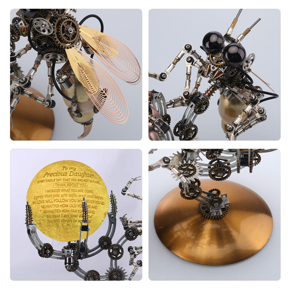 DIY 3D Steampunk Mechanical Wasp Puzzle Lamp with 16-Color Remote Control - 627PCS Home Decor Gift 3D Puzzle Model Kit Diyengmod