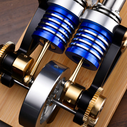 ENJOMOR Alpha Double-Cylinder Dual-Piston Hot Air Stirling Engine Model for Science and Education Enthusiasts Engine Models Diyengmod