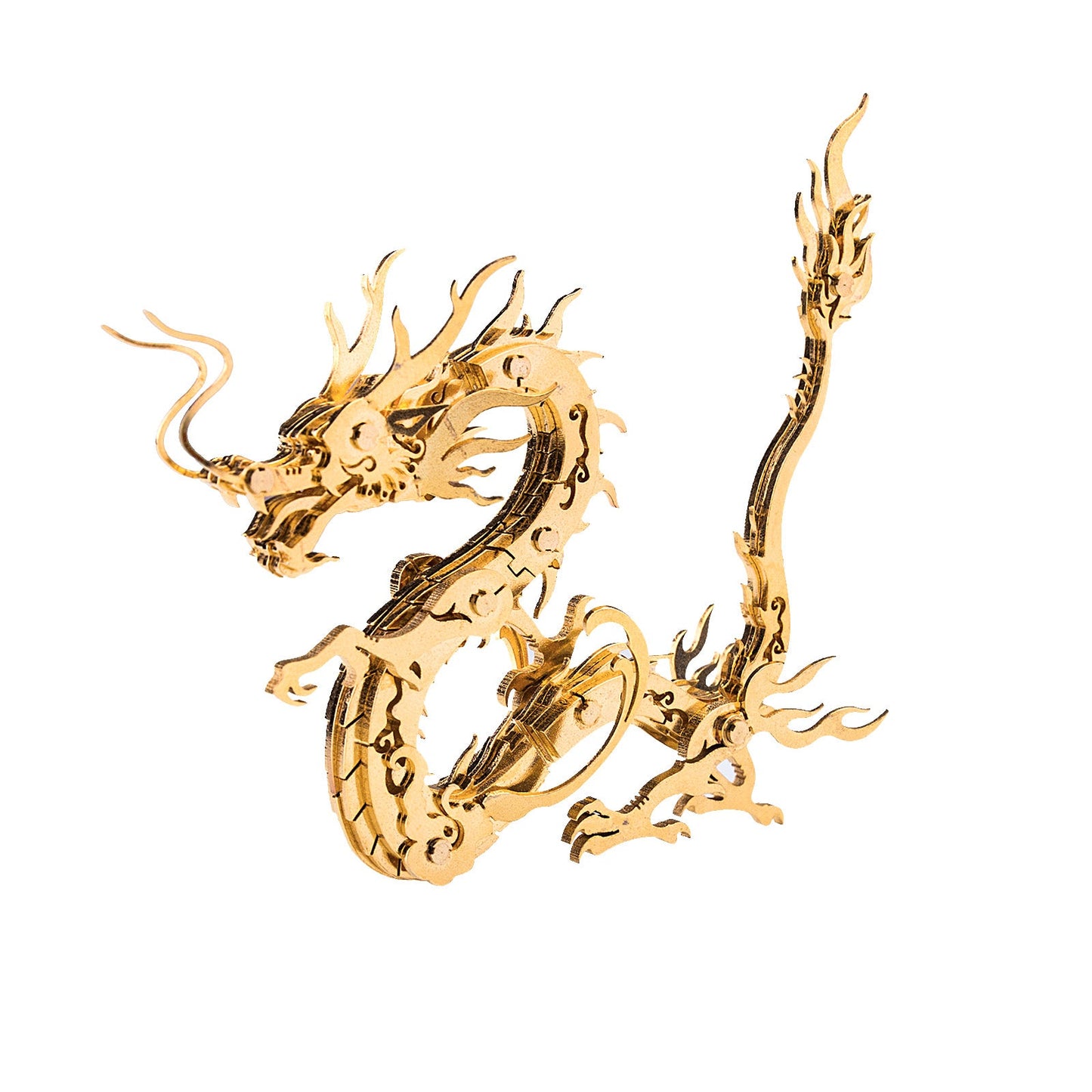 Golden Chinese Dragon DIY Metal Model Kit: 100+ Pieces for Creative Enthusiasts 3D Puzzle Model Kit Diyengmod Golden