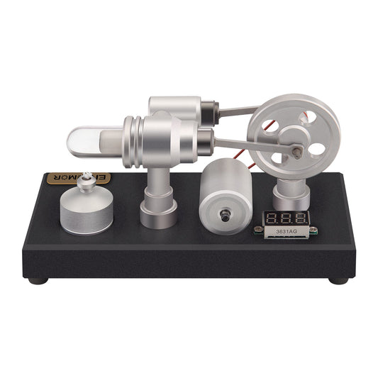 ENJOMOR γ-Type Hot-Air Stirling Engine with LED Light Generator - Educational Desktop Toy for Science Enthusiasts Stirling Engine with LED Diyengmod