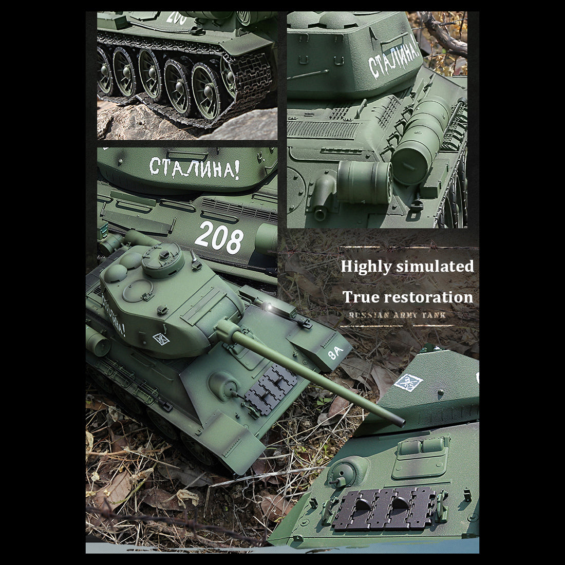 1/16 Scale Soviet T-34 Remote Control Military Tank with Realistic Sound and Smoke Effects - Upgraded Model by DIYEngMod RC Tank Diyengmod