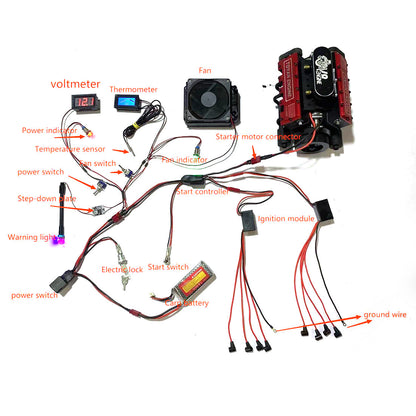 TOYAN FS-V800 V8 Nitro Engine Kit with Starter, Stand, and Accessories for DIY Model Building Diyengmod