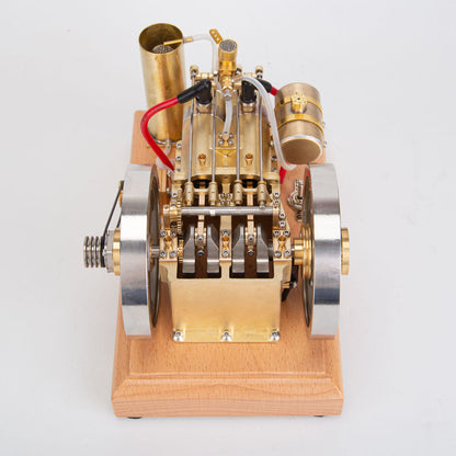 Holt H76 5CC Antique Horizontal Twin-Cylinder Gasoline Engine Model with Dual Flywheel and Water Cooling System Engine Models Diyengmod