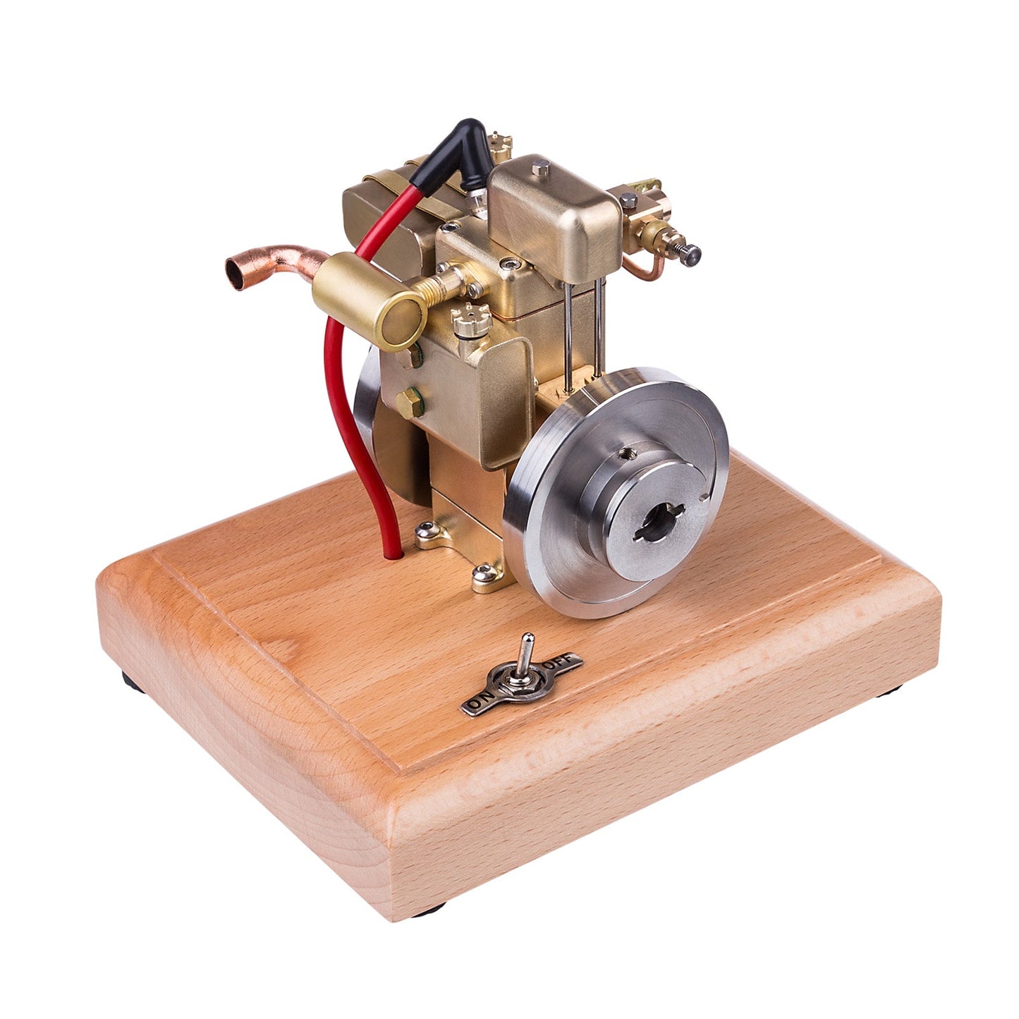 M12B 1.6cc Mini Water-Cooled Single-Cylinder 4-Stroke Gas Engine Model with Wooden Base Engine Models Diyengmod