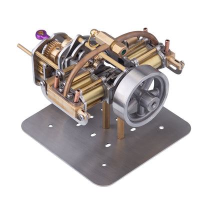 Compact 4-Cylinder Opposed Steam Engine Model with Gearbox for Miniature Model Ships Steam Engine Diyengmod