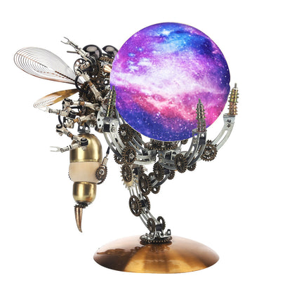 DIY 3D Steampunk Mechanical Wasp Puzzle Lamp with 16-Color Remote Control - 627PCS Home Decor Gift 3D Puzzle Model Kit Diyengmod Star light