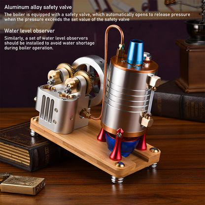 All-Metal Vintage Twin-Cylinder Steam Engine Model with Balanced Crankshaft for STEM Education Engine Models Diyengmod