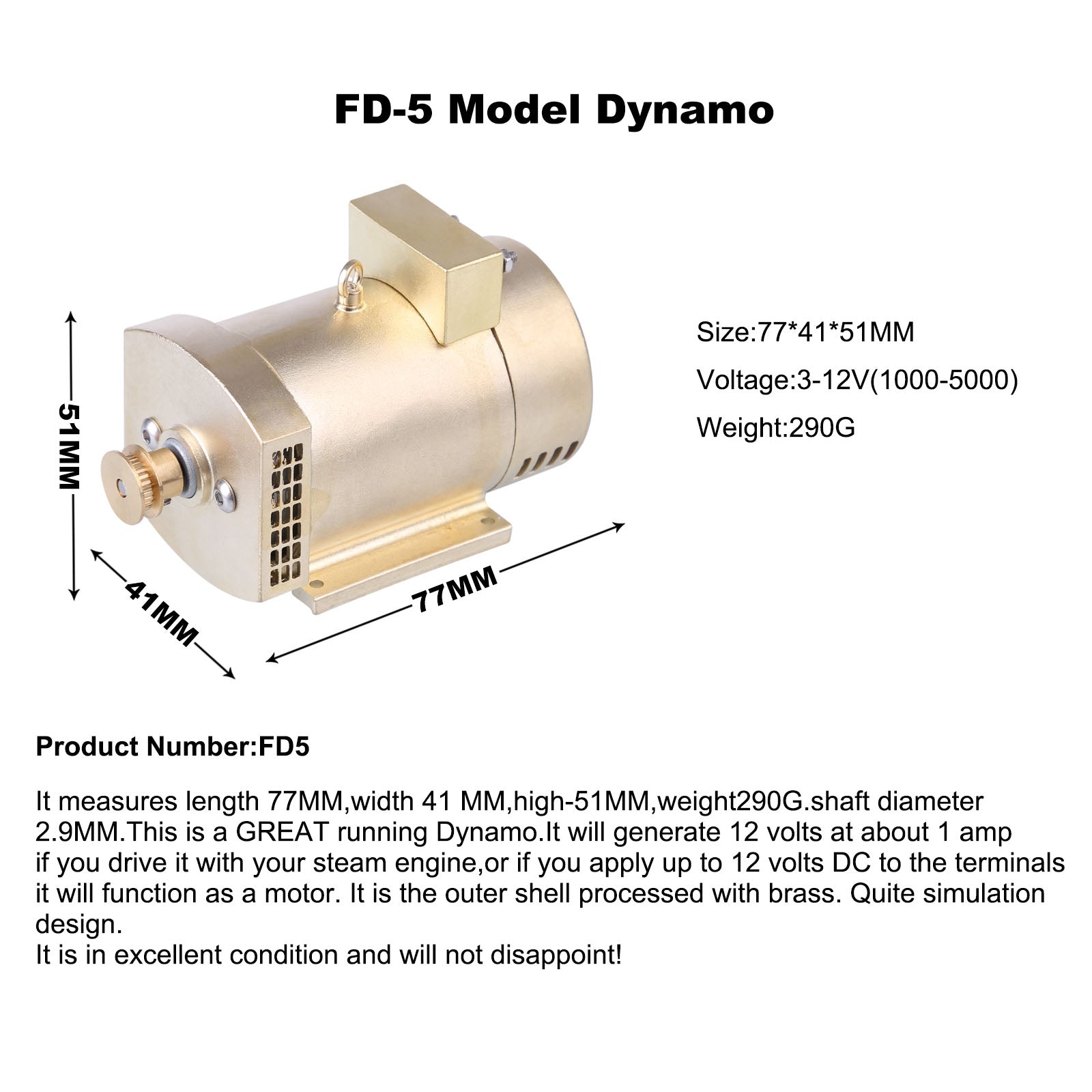 12V Compact Brass Motor for M12 M16 Steam and Internal Combustion Engine Models - DIY Engineering Modifications Accessories Diyengmod