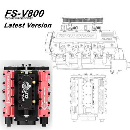 TOYAN 28cc V8 Engine FS-V800 Model Kit with Supercharger and Accessories RC Engine Diyengmod