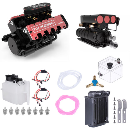 TOYAN 28cc V8 Engine FS-V800 Model Kit with Supercharger and Accessories RC Engine Diyengmod Nitro V8 and Supercharger and Start Kit