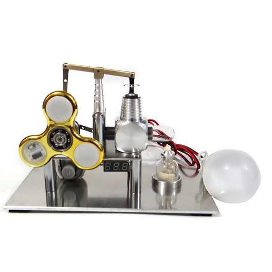 Innovative Balance Stirling Engine Generator with Luminous Gyroscope, Light Bulb, and Real-Time Voltage Meter - Educational STEM Kit Stirling Engine Diyengmod