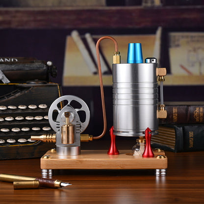 Classic Metal Vertical Steam Engine Model with Alcohol Lamp and Base - DIY Educational Kit Steam Engine Diyengmod