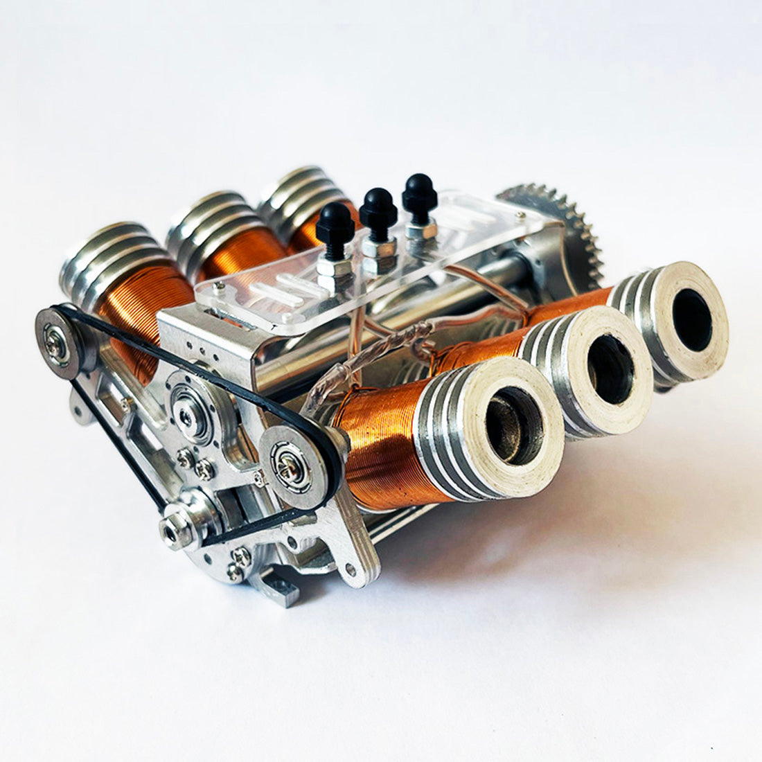 V6 Brushless Electromagnetic Engine Model for 1/10 Scale RC Cars and Ships - Metal Double-Piston Technology Toy Engine Models Diyengmod