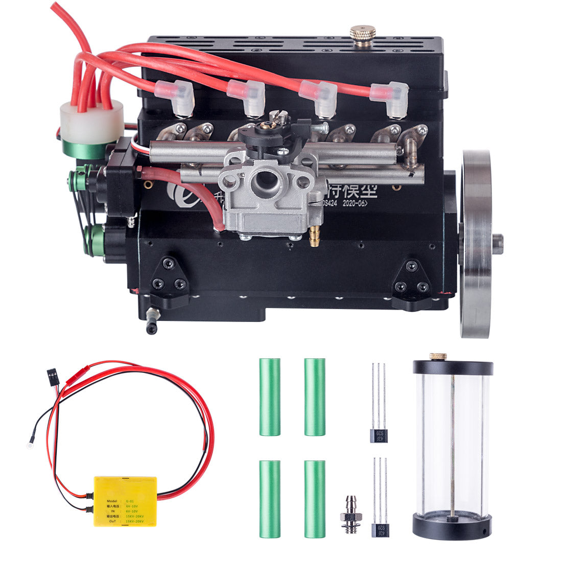 32cc Water-Cooled Inline Four-Cylinder Gasoline Engine for 1:5 RC Models - DIY Engine Modification Engine Models Diyengmod