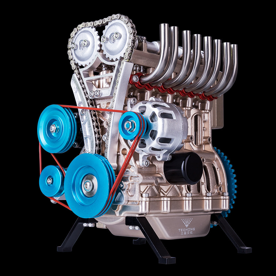 TECHING DIY Full Metal Car Engine Model Kits - Create Realistic Engine Models for Learning and Collection Engine Models Diyengmod L4 Engine