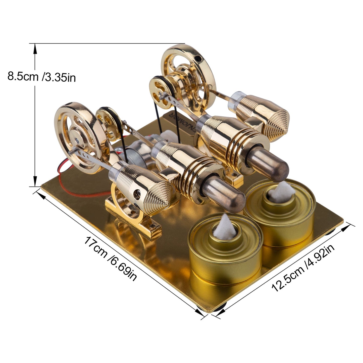 ENJOMOR Mini 4 Cylinder Hot Air Stirling Engine Generator with LED Light and Voltmeter - Educational STEM Kit Stirling Engine with LED Diyengmod