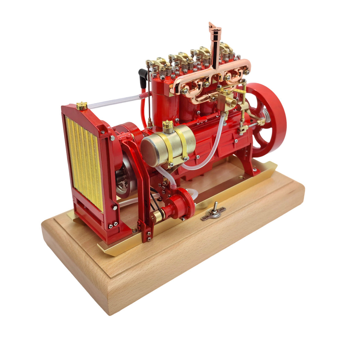 Holt H75 Vintage 12cc 4-Cylinder OHV Gas Tractor Engine with Water Cooling System and Mechanical Speed Limiter Engine Models Diyengmod Red