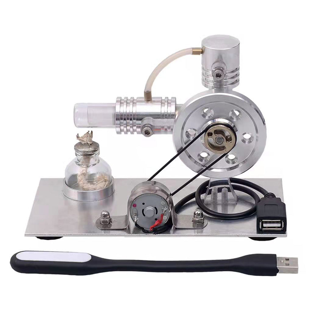 L-Shaped Stirling Engine Model with USB Night Light - Innovative DIY Educational Kit Stirling Engine Diyengmod