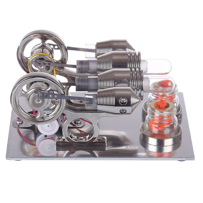 2-Cylinder Stirling Engine Science Kit with Electric Generator - DIY Educational Toy Multi-Cylinder Stirling Engine Diyengmod