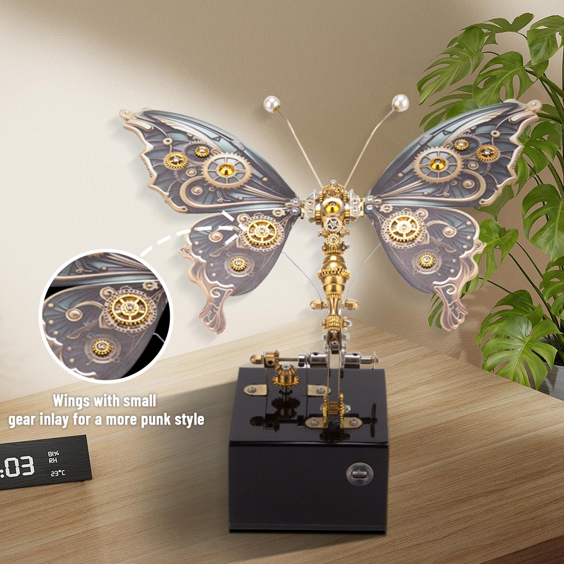 Dynamic Butterfly Metal Model Kit with Music Box - 3D DIY Mechanical Assembly 3D Puzzle Model Kit Diyengmod