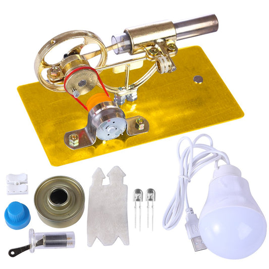 Educational Mini Stirling Engine DIY Kit with Electric Generator Bulb - Perfect Gift for Science Enthusiasts Stirling Engine with LED Diyengmod