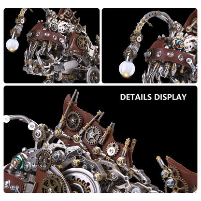 Steampunk 3D Metal Anglerfish Puzzle Model with Luminous Bulb - 1064 PCS DIY Assembly Gift 3D Puzzle Model Kit Diyengmod