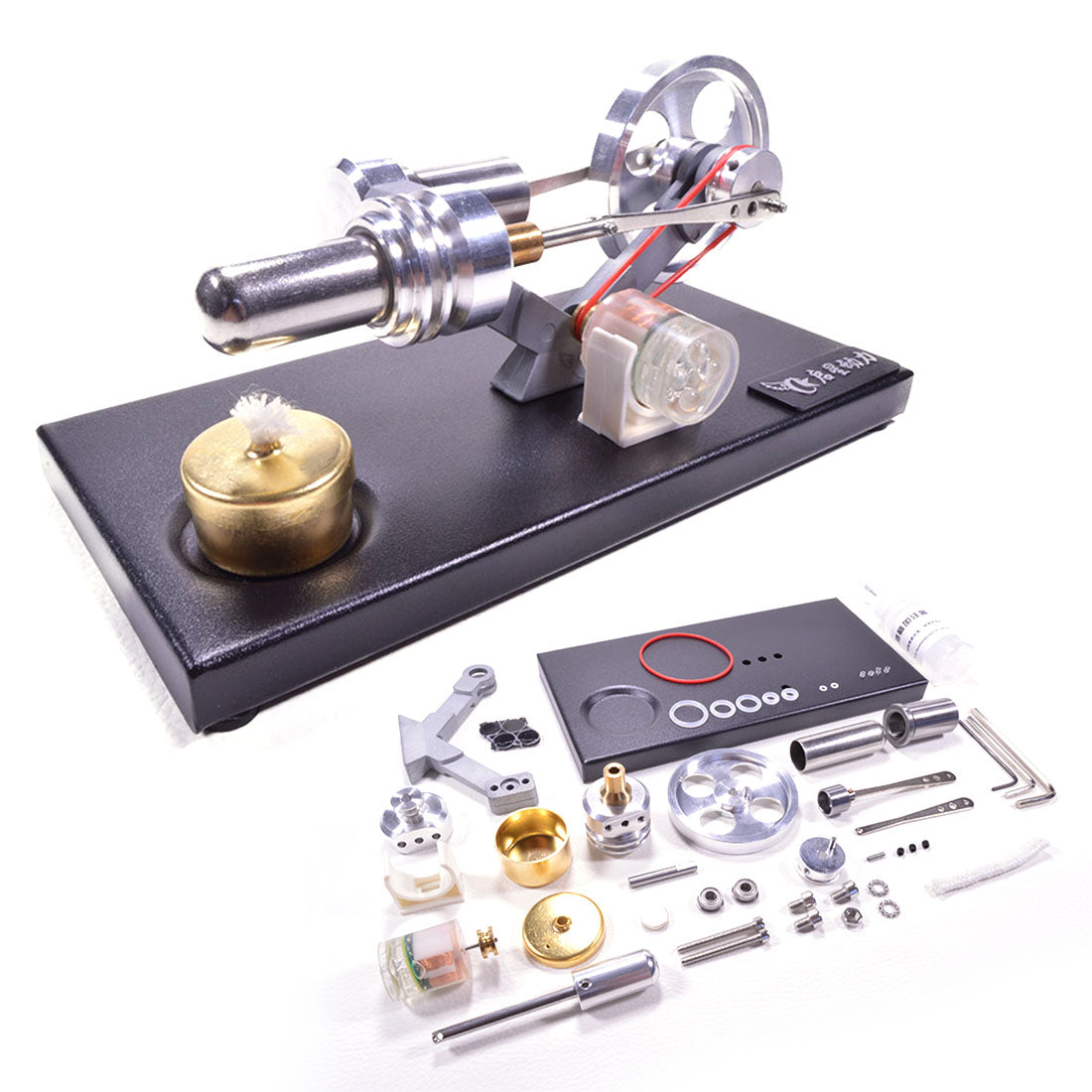 Unassembled Stirling Engine Kit with 4 LED Lights - Ideal Educational Gift for Science Enthusiasts DIY Engine Diyengmod