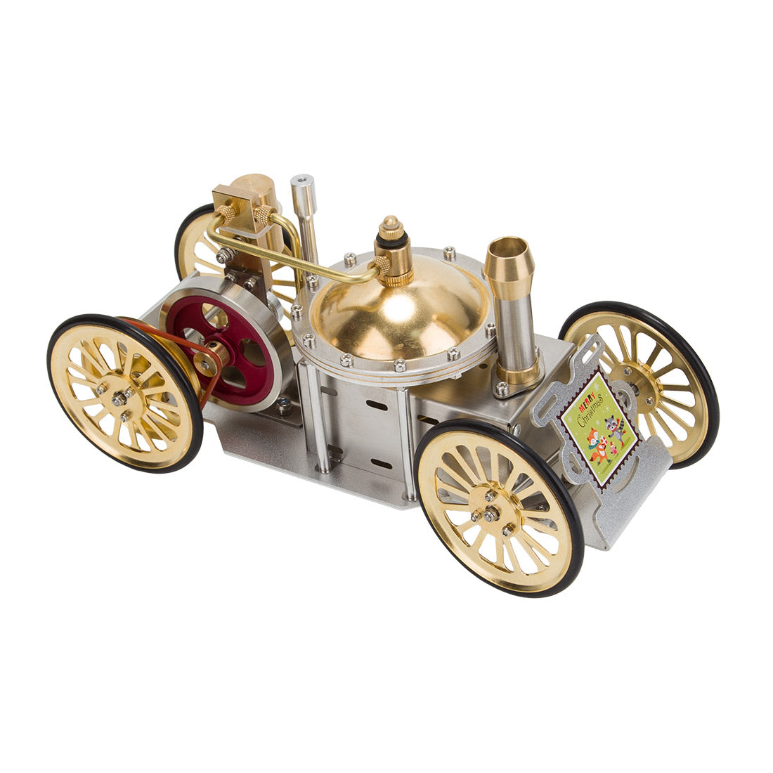 ENJOMOR Vintage Steam-Powered Automobile Model - Retro Educational STEM Toy for Christmas Gift Collection Engine Model Diyengmod