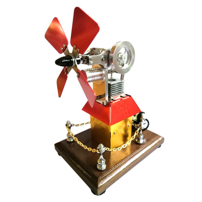 DIY Butane-Powered Stirling Engine Model with Unique Windmill Design Stirling Engine Diyengmod